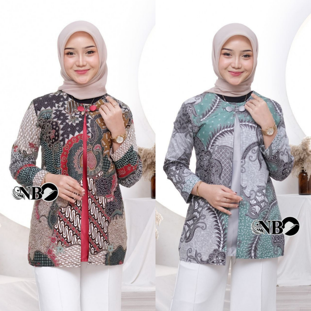 Baju Batik Wanita Modern Atasan Blouse Batik Kerja Kantor Wanita Seragam Batik M L XL XXL