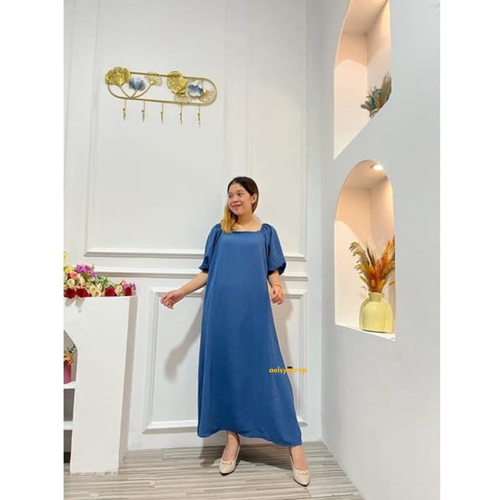 Masayu Long Dress Bahan Crinkel / Dress Crinkle Airflow Premium