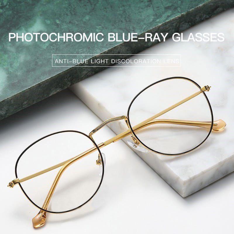 KACAMATA PHOTOCHROMIC MODEL OVAL ANTI RADIASI UV500 PROTECTION BINGKAI