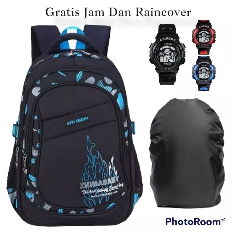 Ransel Zhimababy Tas Ransel Sekolah Anak SD SMP Terbaru Gratis Jam Tangan Dan Raincover Realpict