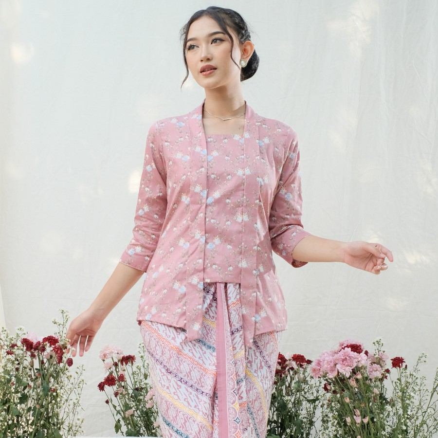 Kebaya Kutubaru Kalina Lengan 7/8 Meradelima Katun Dusty Pink