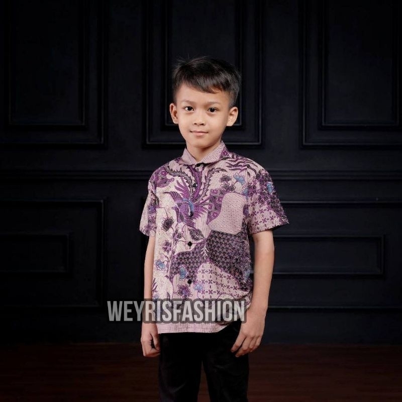 TERBARU COUPLE SWEET - COUPLE BATIK AYAH DAN ANAK COWOK BATIK UNGU PURPLE LILAC VIOLET - BATIK WEYRISFASHION - BATIK PRIA