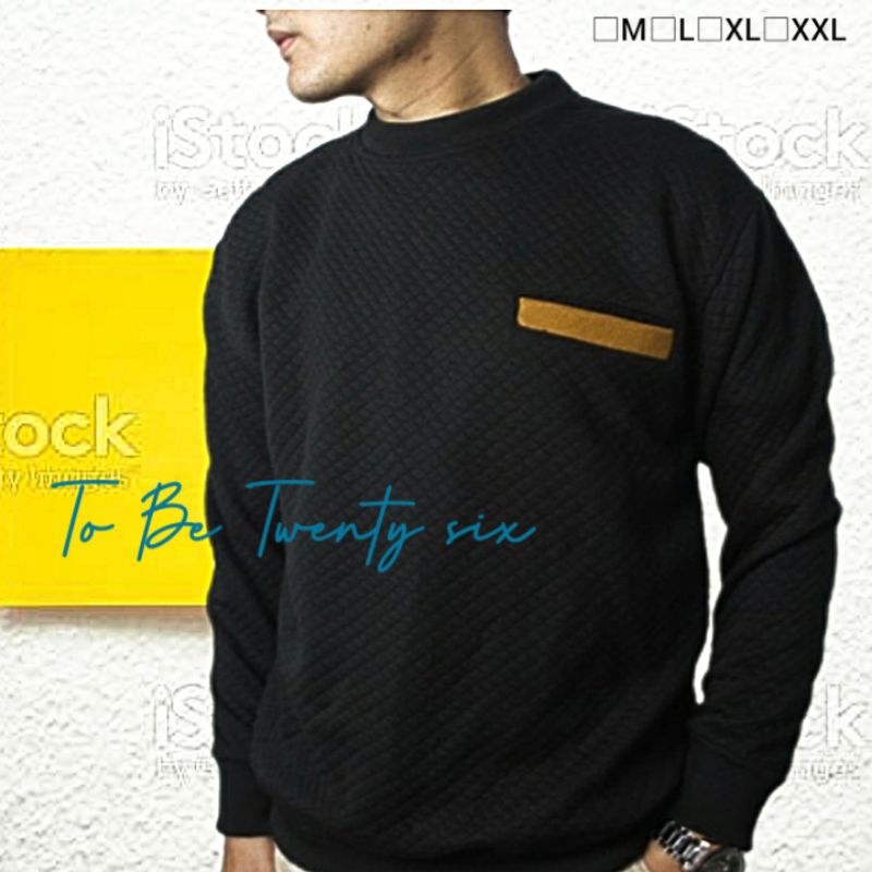 TO-BE26 CR/HSC SWEATER PRIA PREMIUM / CREWNECK DIAMOND KNIT VARIASI SAKU DEPAN CR/HSC