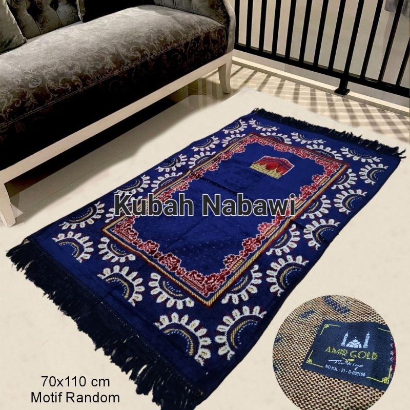 Sajadah Turki Tebal Beludru Halus 70x110cm Dewasa | AMIR GOLD| Oleholeh Umroh| Souvenir Hajatan| Sajadah Tebal