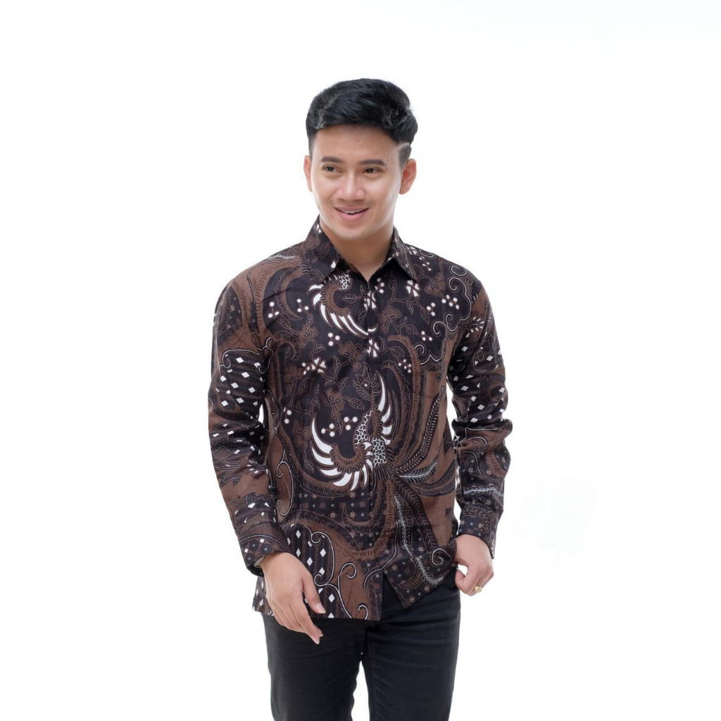 Baju batik Pria Slimfit Big Size M L XL XXL Atasan Kemeja Batik Lengan Panjang Original