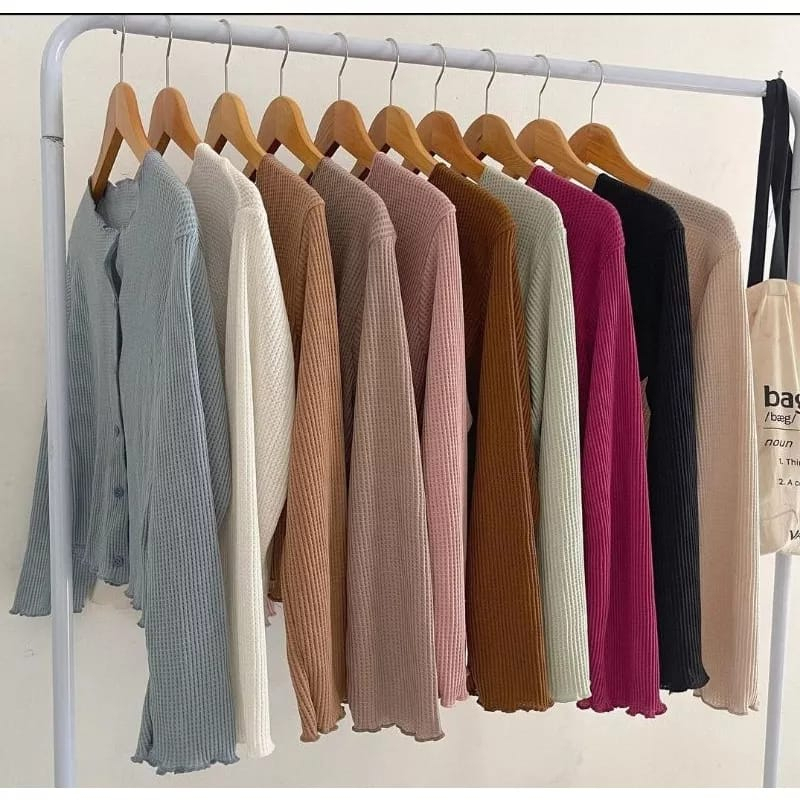 Korean crop cardigan outer rib premium terbaru