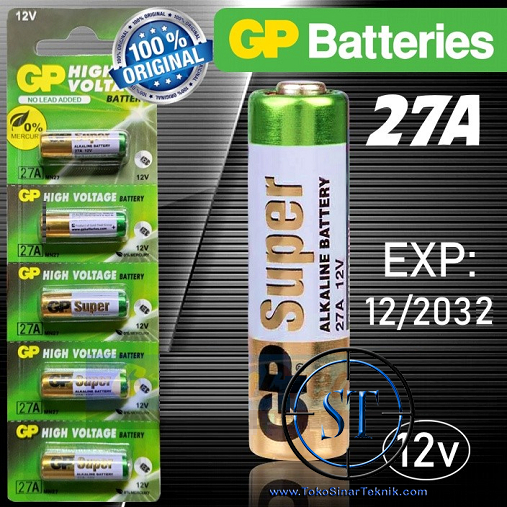 Baterai GP 27A 12v SUPER ULTRA Alkaline Batere Remote Doorbell Battery A27 27AE 27N High Voltage