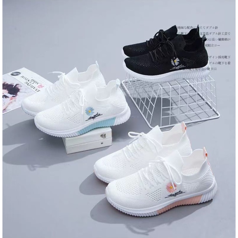 GROSIRTAS &quot;TAPAK FREE BOX&quot; LV0112 Sepatu Sneakers Wanita Import Sepatu Sneakers Sport Wanita Kekinian Sepatu Wanita Motif Bunga