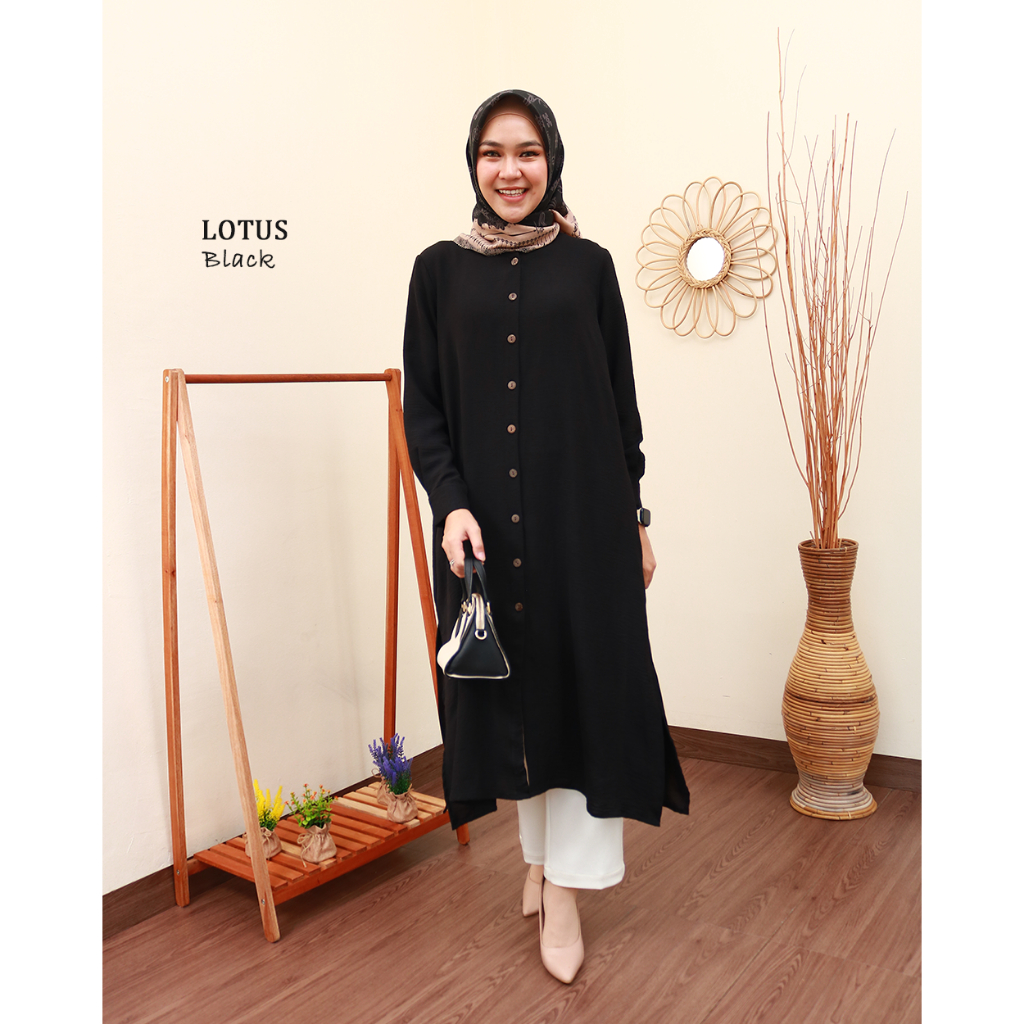 LOTUS Midi Dress Kancing Batok- Pakaian Wanita Terbaru by Hijab Mamah icis