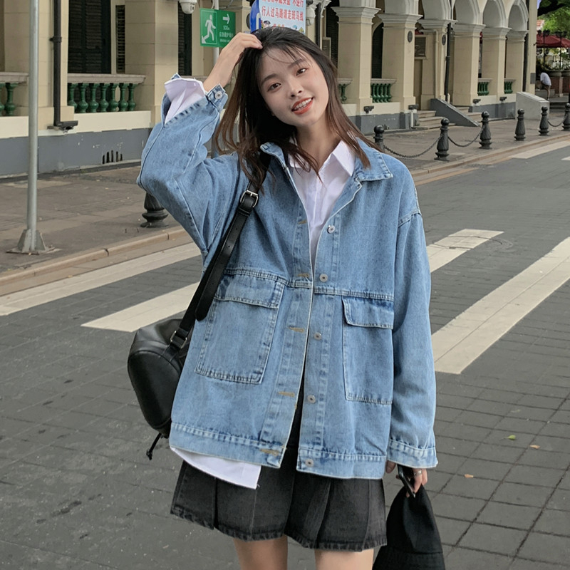 XIAOZHAINV Jaket Denim Korean Style Kasual Jakcet Lengan Panjang 9918