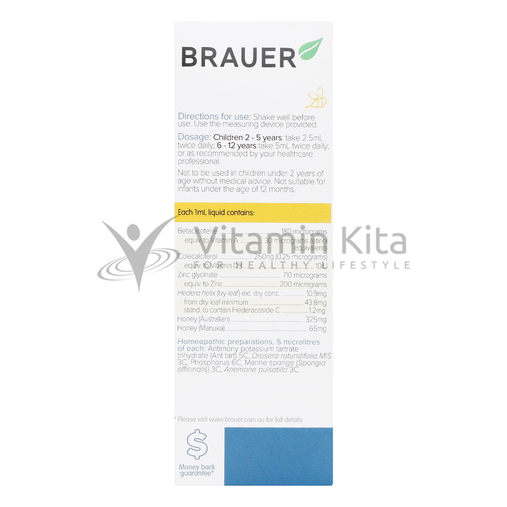 Brauer Kids Manuka Honey Cold And Flu - 100 ml | meredakan gejala flu biasa pada anak-anak