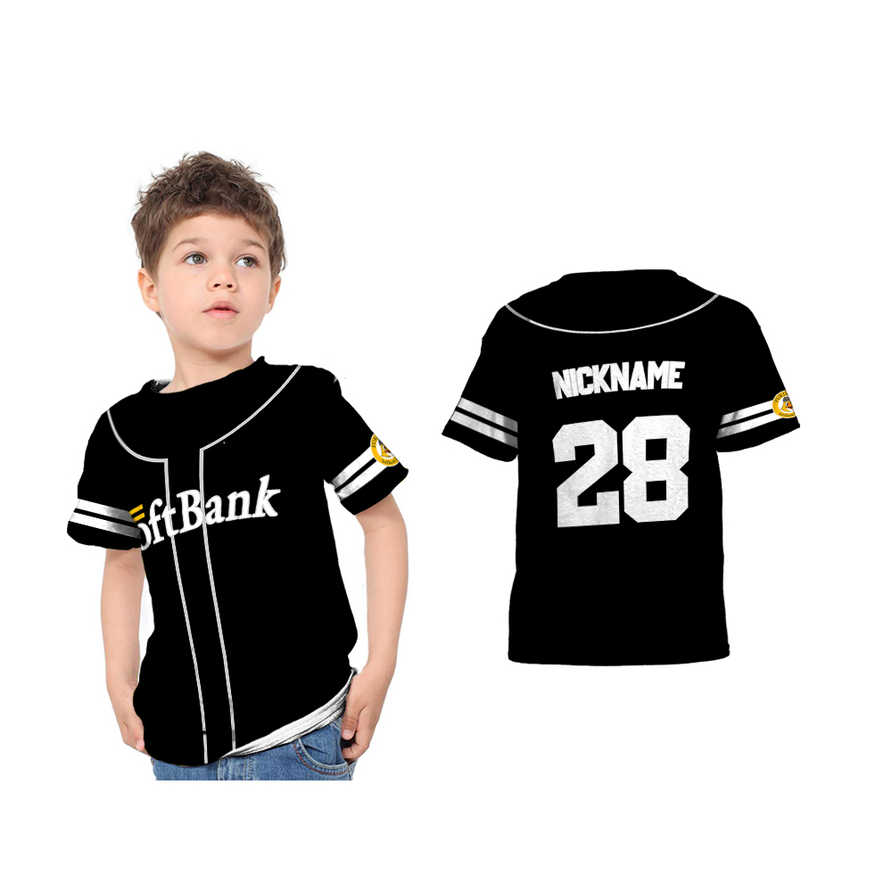 Kaos Anak Jersey Baseball Softbank Hawks Home 2023 Full Printing Custom