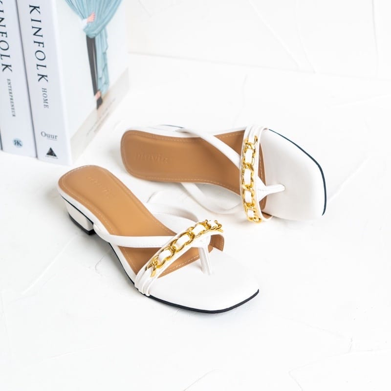 sandal heels wanita hak 3cm GITA variasi rantai anyam