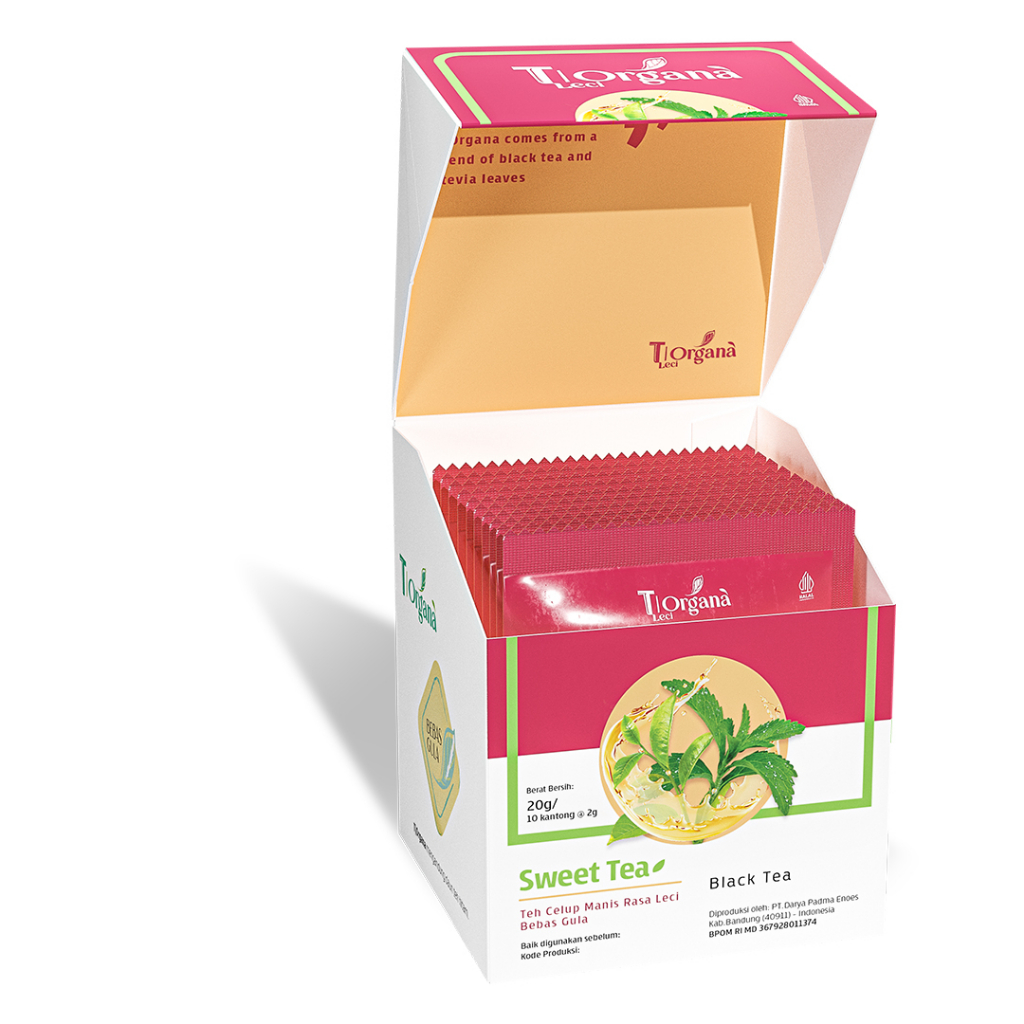 T|Organa Leci - Teh Stevia Teh Manis Tanpa Gula Bundle 3 Box Isi 10 Tbag Rasa Leci