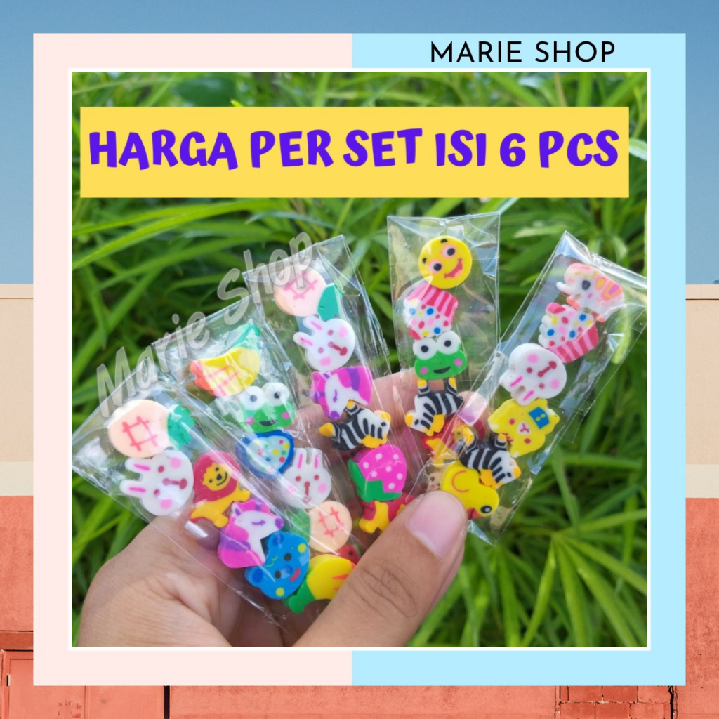 

‼️SET 6 PC‼️ PENGHAPUS MINI KARAKTER / PENGHAPUS PENSIL LUCU UNIK / PENGHAPUS MOTIF