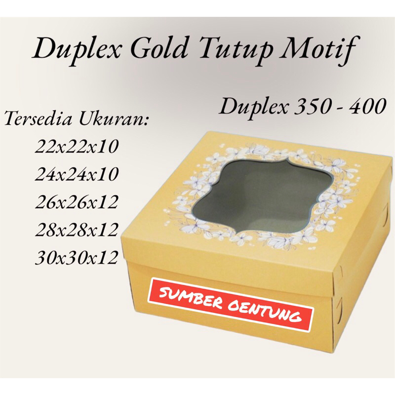 

[10PCS] DUS DUPLEX GOLD TUTUP MOTIF KARTON BOX KOTAK HAMPERS KUE