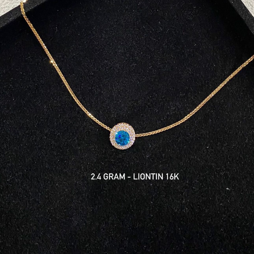 Kalung liontin set anak dan dewasa emas asli kadar 70 75 16k 17k rosegold whitegold solitaire biru sapphire emerald hijau pink ungu merah permata