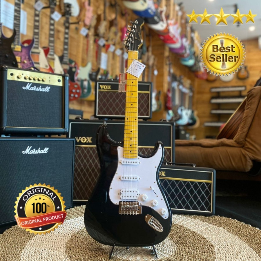 SCORPION SS120 SS-120 SS 120 HSS, BLACK ELECTRIC GUITAR