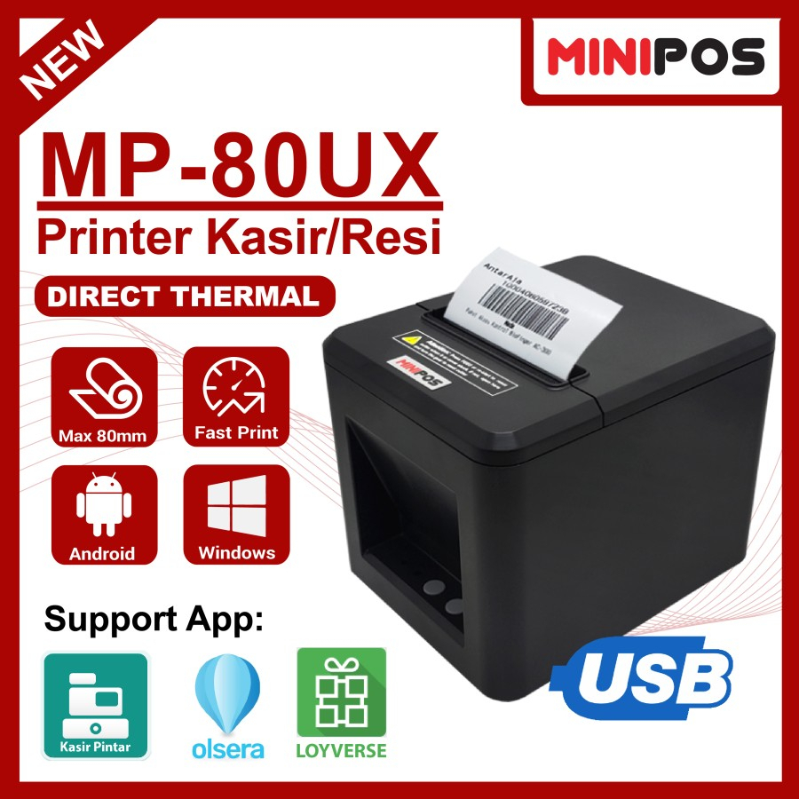 Printer Thermal 80mm MINIPOS MP-80UX USB Auto Cutter Murah Head Awet