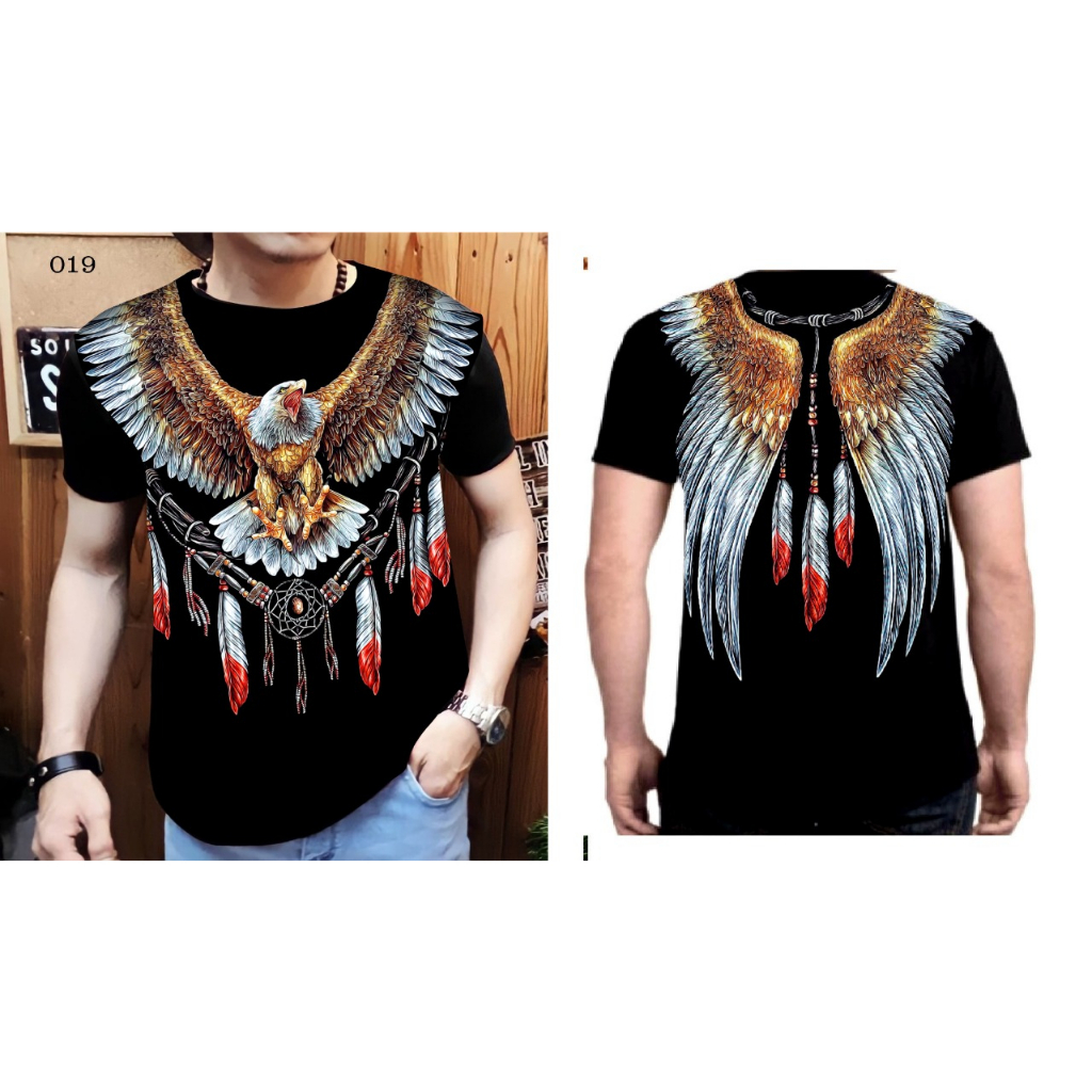 kaos distro pria T-shirt motif burung elang fullprint
