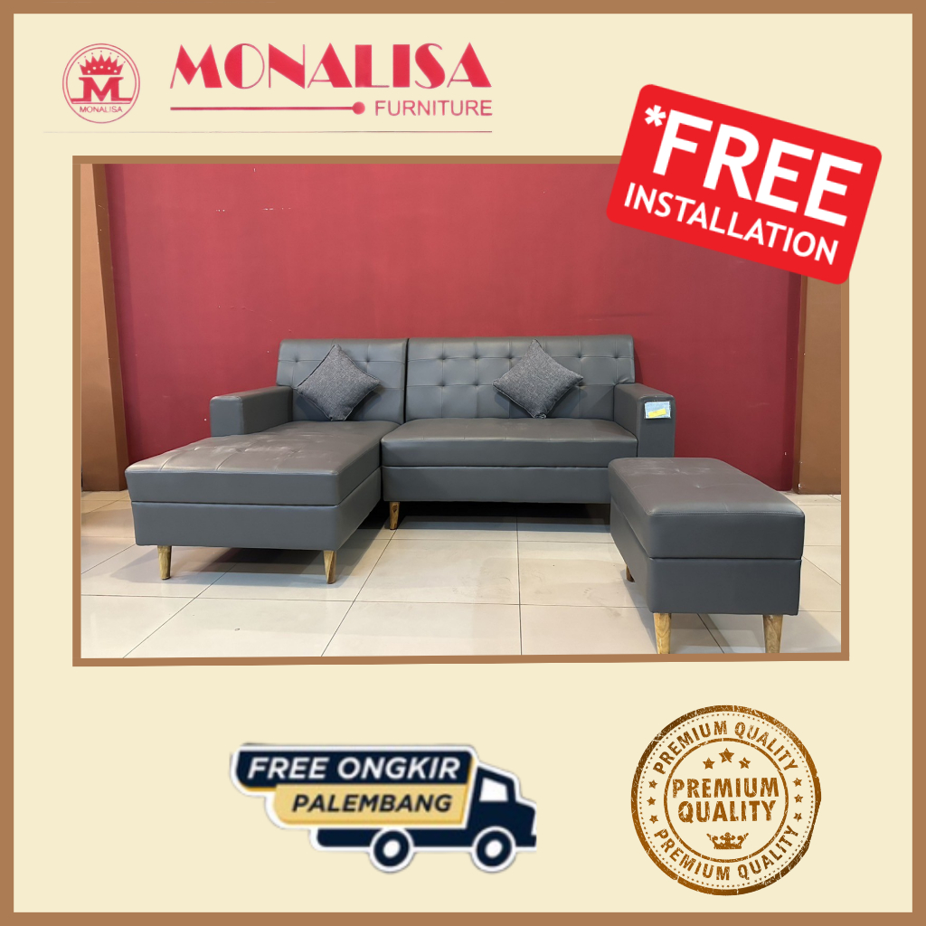 Sofa Kulit Minimalis / Sofa L minimalis / Sofa Ruang Keluarga / Kursi Ruang Tamu / Kursi Panjang San