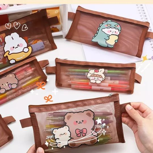 

Pensil Case Brown Transparan Karakter Lucu