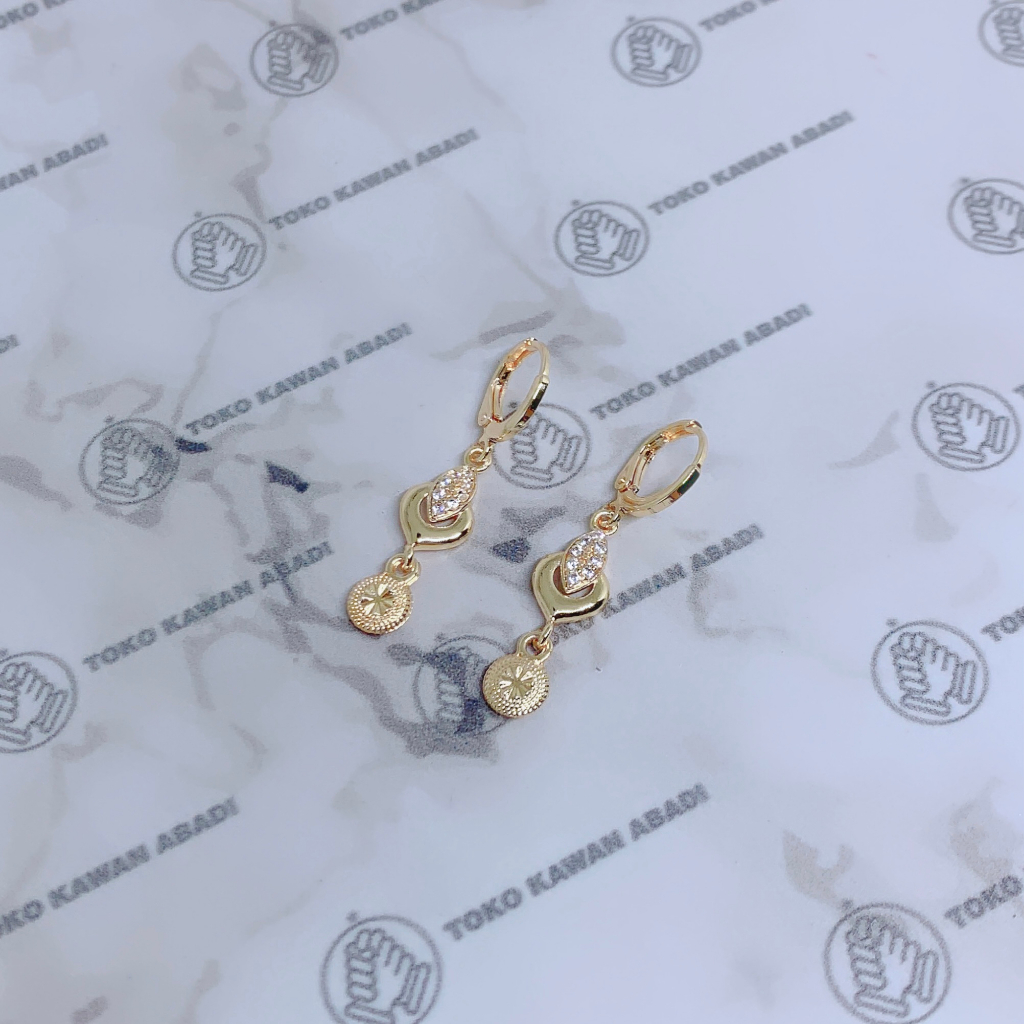 Anting Xuping Gold Perhiasan Fashion Wanita Model Ring Batu Putih *04