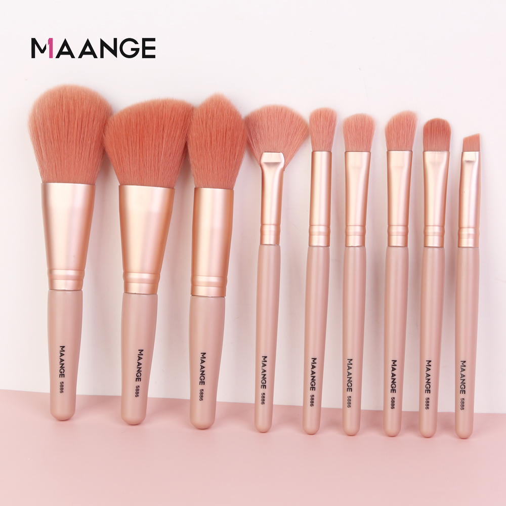 MAANGE 9 Pcs/Set Makeup Brush Set Rambut Lembut Fluffy Blush On Bubuk Concealer Eyeshadow Blending Sikat Besar Alat Kecantikan Untuk Wanita 5886