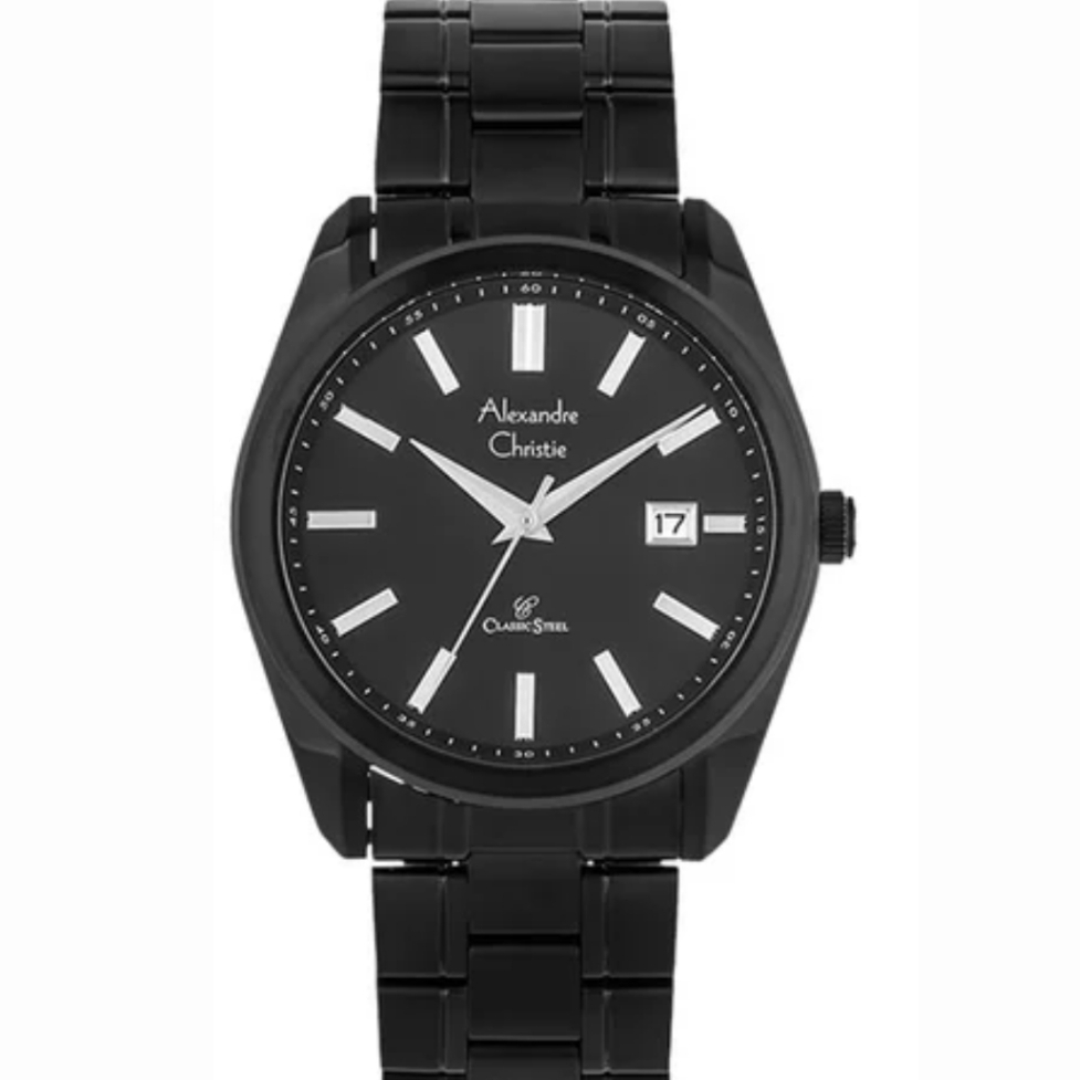 JAM TANGAN WANITA ALEXANDRE CHRISTIE AC8514 AC 8514 LDBIPBA FULL BLACK ANALOG STAINLESS STRAP