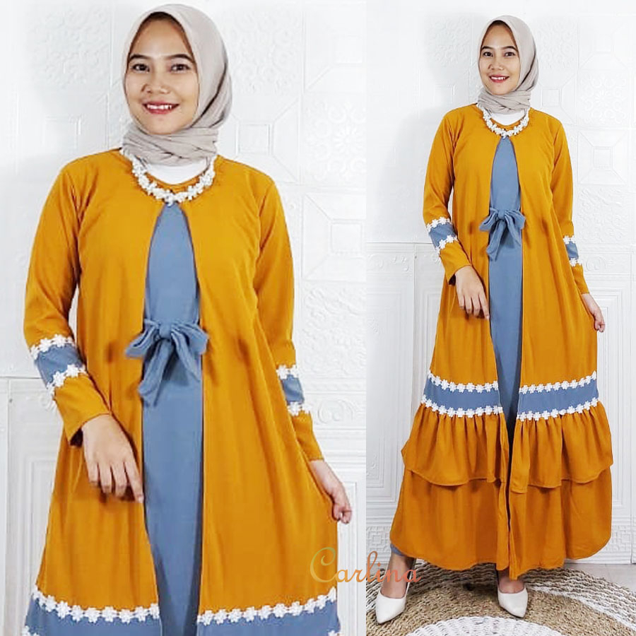 CARLINA GAMIS RENDA MAUDY MAXMARA KOMBINASI DUA WARNA CANTIK MAXY WANITA