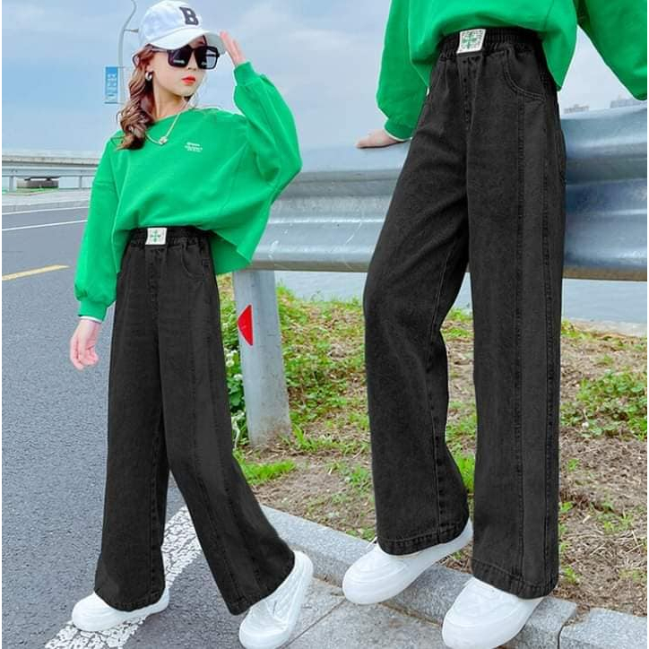 Celana Panjang Jeans Hitam Anak Remaja Cewek Impor Polos