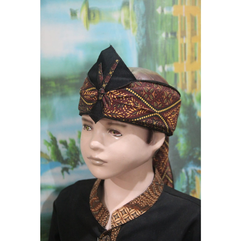 iket kepala sunda jawa blangkon tradisional anak anak batik USIA 1-10 TAHUN atas bolong (COKLAT)