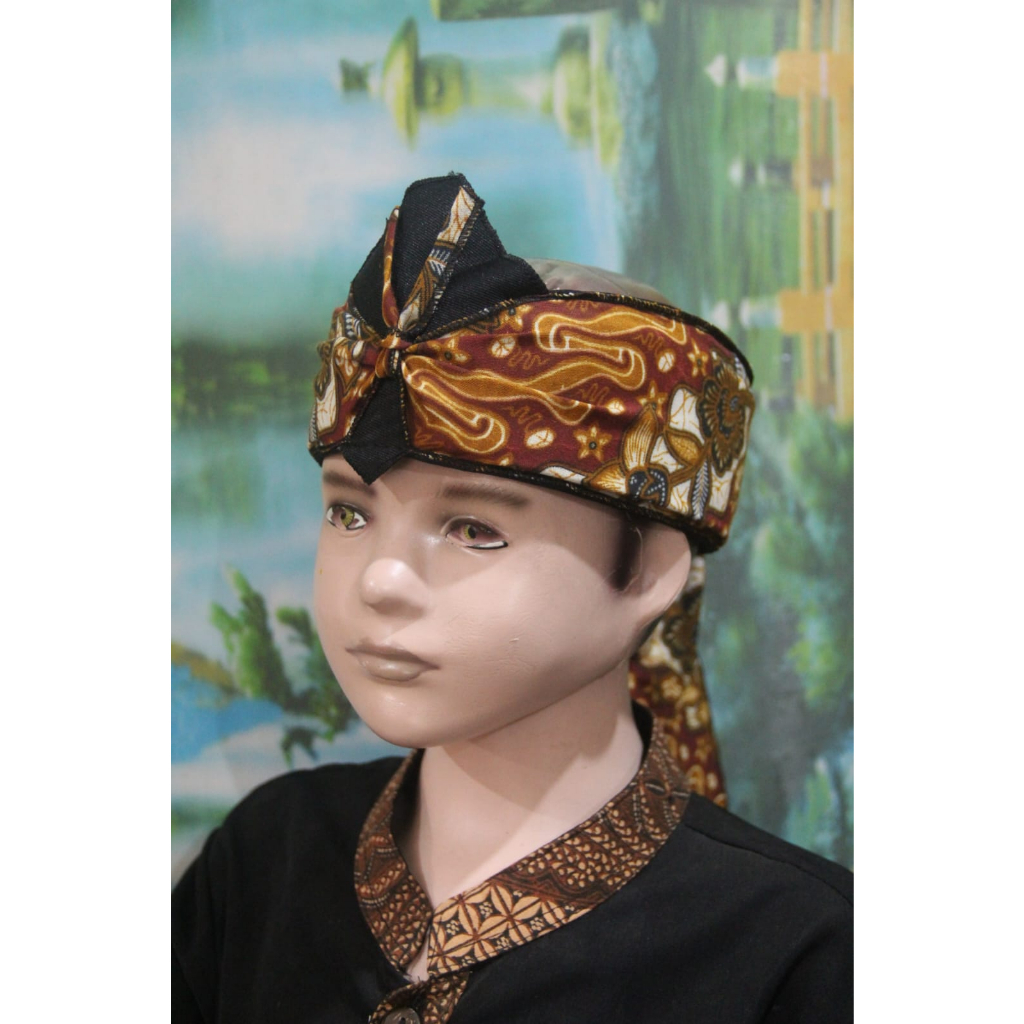 iket kepala sunda jawa blangkon tradisional anak anak batik USIA 1-10 TAHUN atas bolong (MERAH)