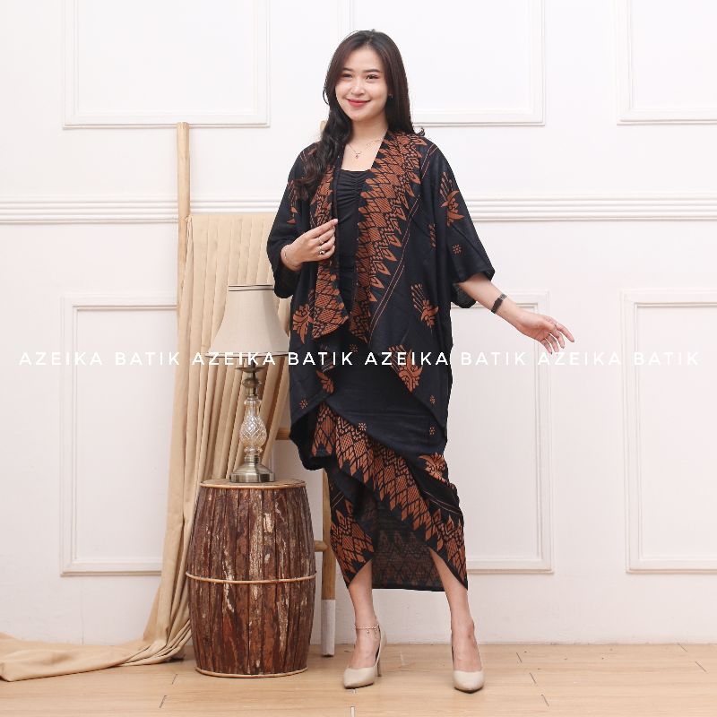 Cardigan Batik Wanita Modern Set Kebaya Modern One Set Rok Lilit Baju Kondangan Wanita Kebaya Modern Couple Outer Batik Kimono Outfit Kondangan