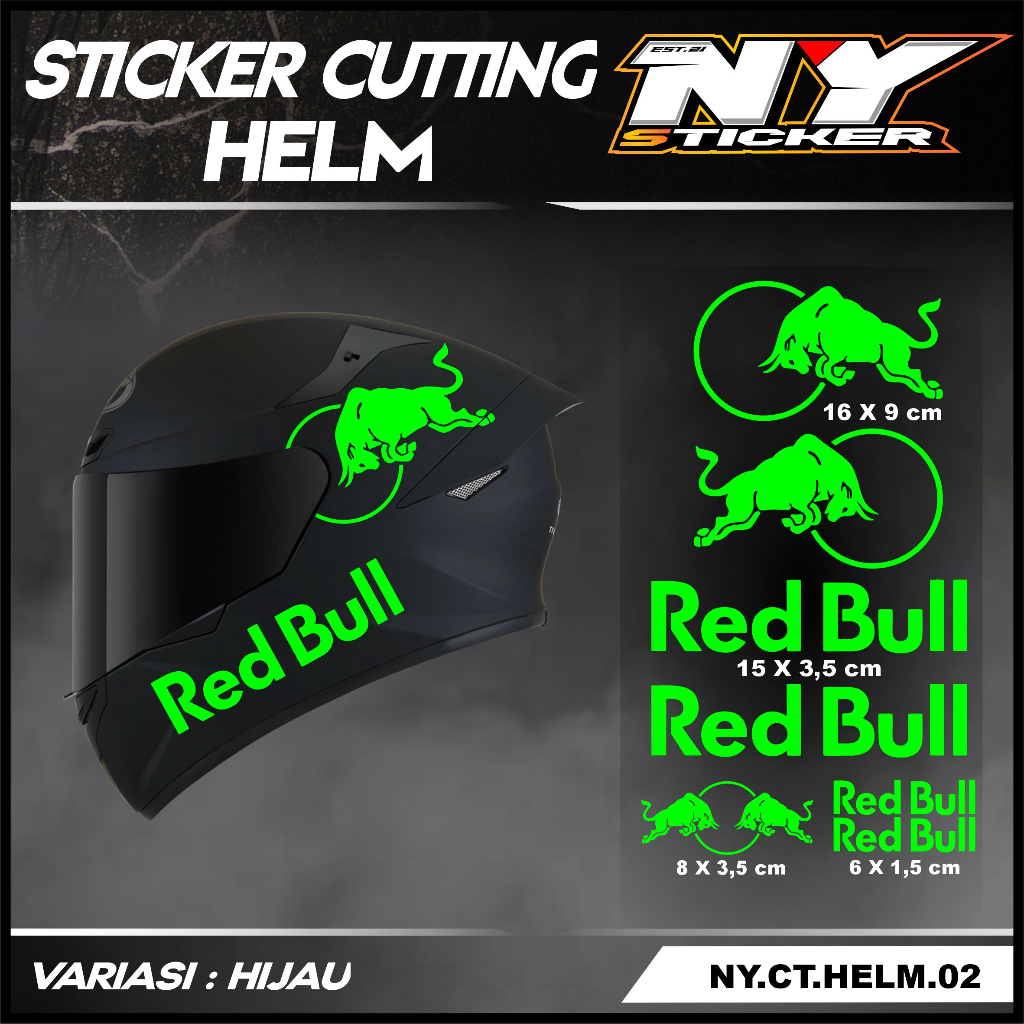 Stiker Cutting Helm Red Bull - Cutting stiker helm Full face Hologram 006