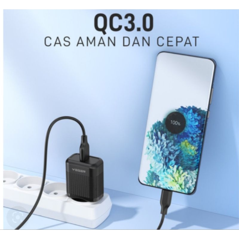 VEGER VR-C4 Qualcomm QUICK CHARGE 3.0 support fast charging ORIGINAL with cable micro usb , type-c usb