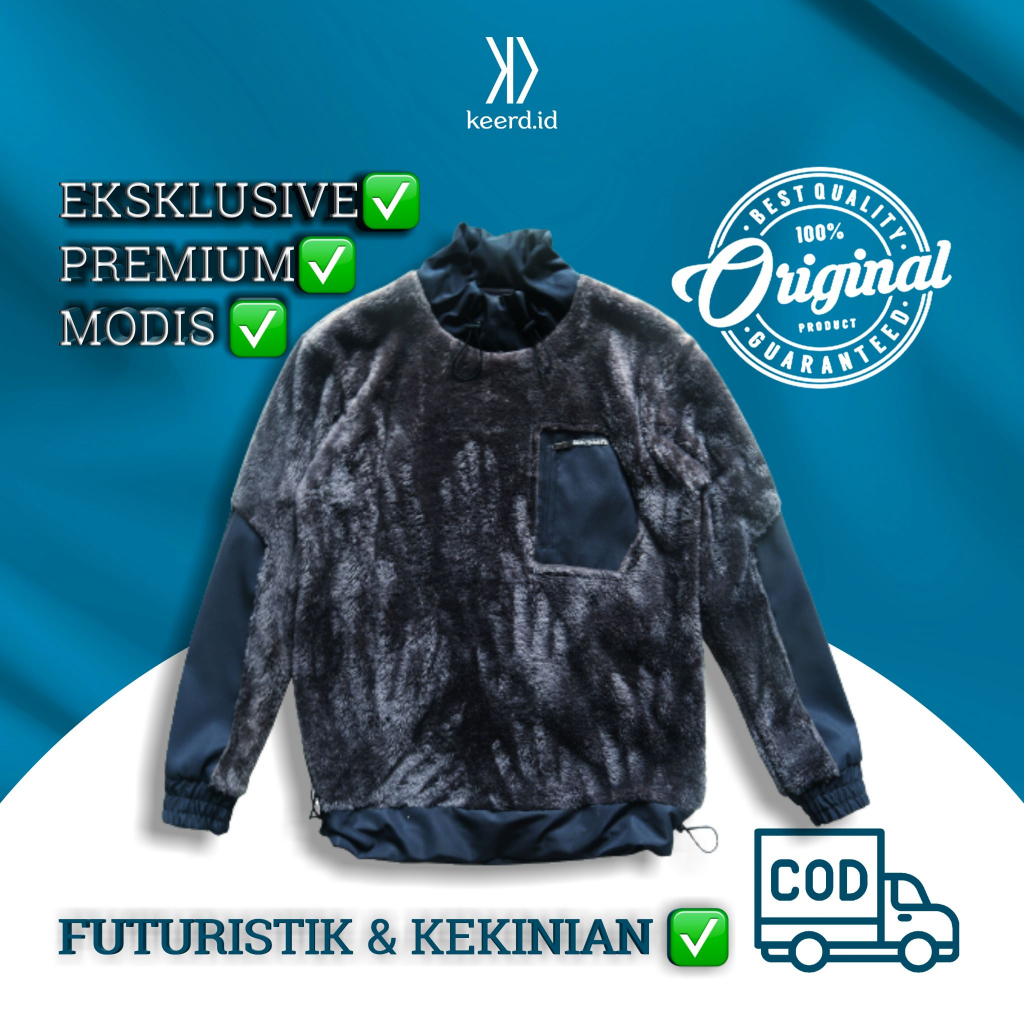 Sherpa Crewnek Crewneck Jacket Jaket Sweater Sweter Sweeter Switer Serpa Pria Cowo Cowok Laki-Laki L