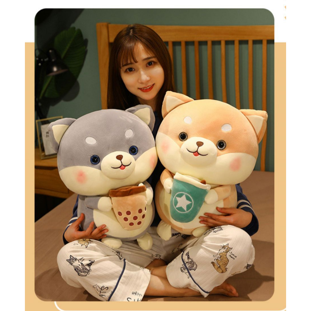 MAINAN BONEKA ANJING SHIBA INU DOG BOBA TEA STARBUCKS