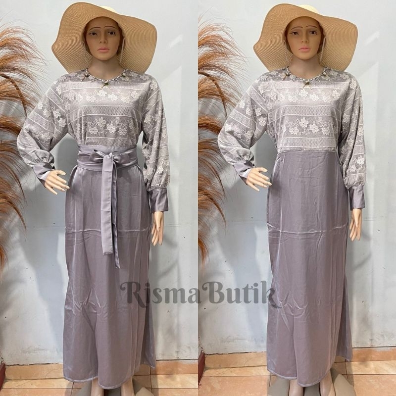 Dress Abu Abu Gamis Grey Dress Seragaman Abu