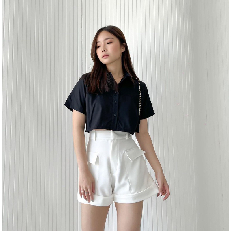 FRODE BASIC CROP TOP - BLOUSE WANITA OVERSIZE PREMIUM KOREA - KEMEJA PESTA - KEMEJA KANTOR WANITA - TOP BASIC MEWAH BUSUI FRIENDLY - ATASAN UNTUK KONDANGAN - TOP SEXY - HADIAH / KADO ULTAH UNTUK CEWEK