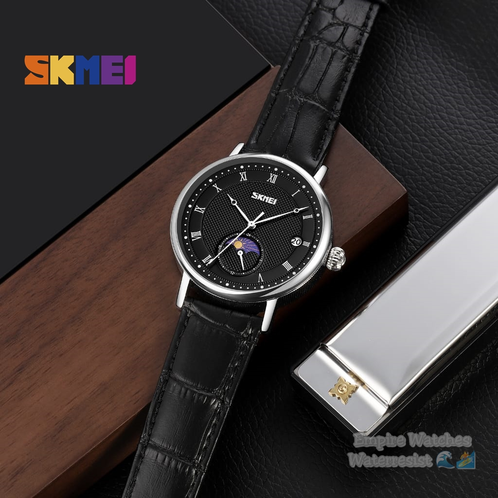 Jam Tangan Skmei 9308 Pria Cowok Analog Strap Leather Original Waterproof