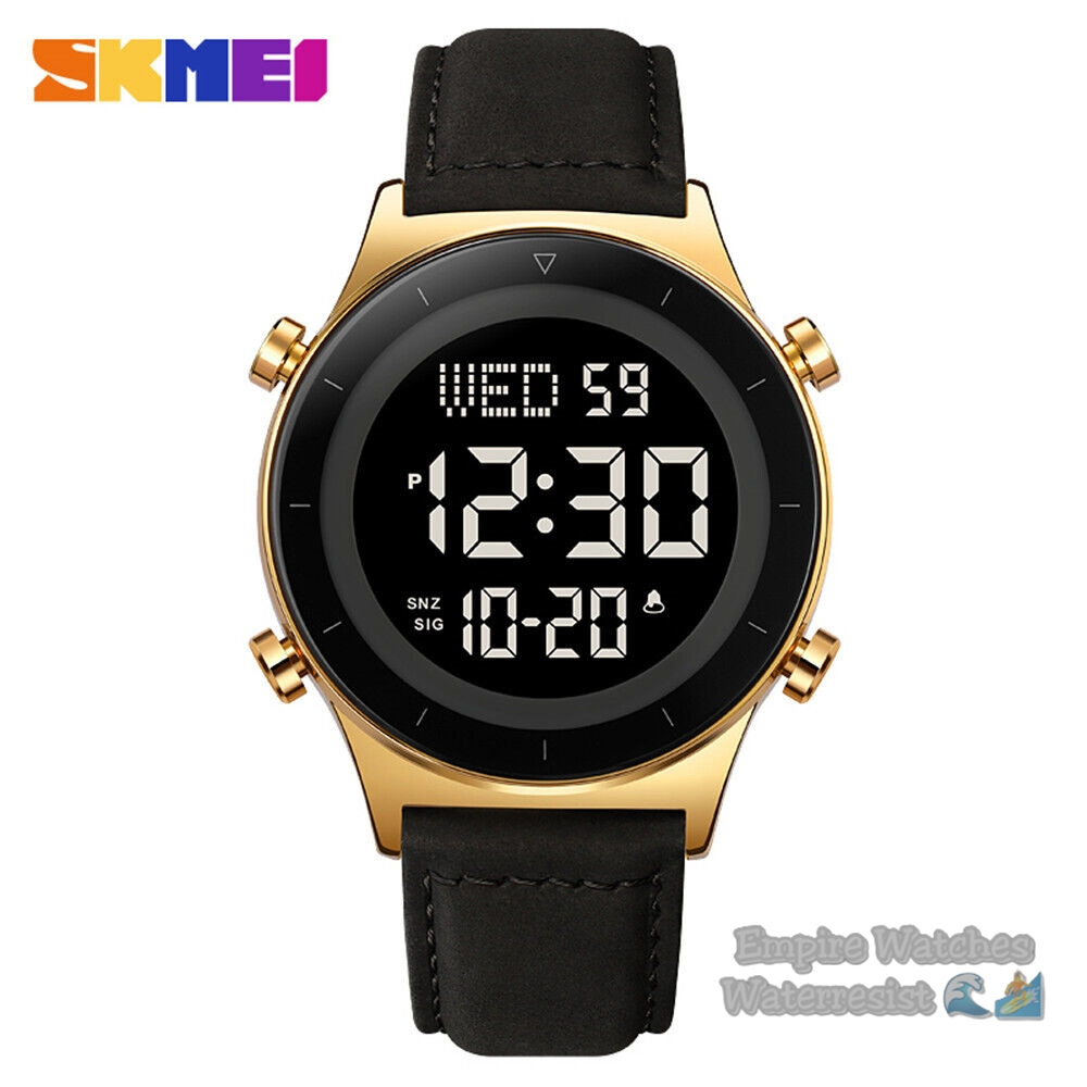 Jam Tangan Skmei 2079 Pria Cowok Digital Strap Leather Original Waterproof