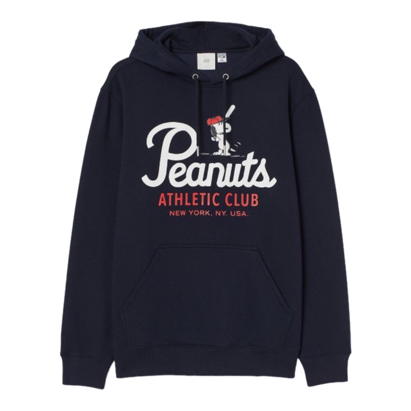 ( 8.8 ) Hoodie H&amp;M Unisex Peanuts Athletic Sablon, Flecee Katun lembut, Free Papperbag