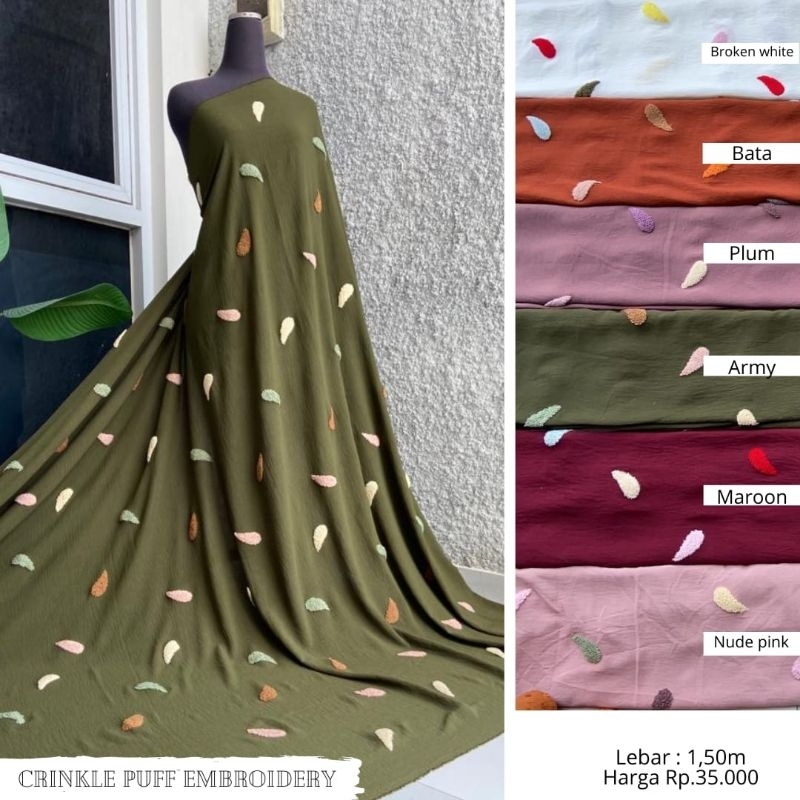 KAIN CRINKLE PUFF EMBROIDERY / CRINKLE POM-POM BULU
