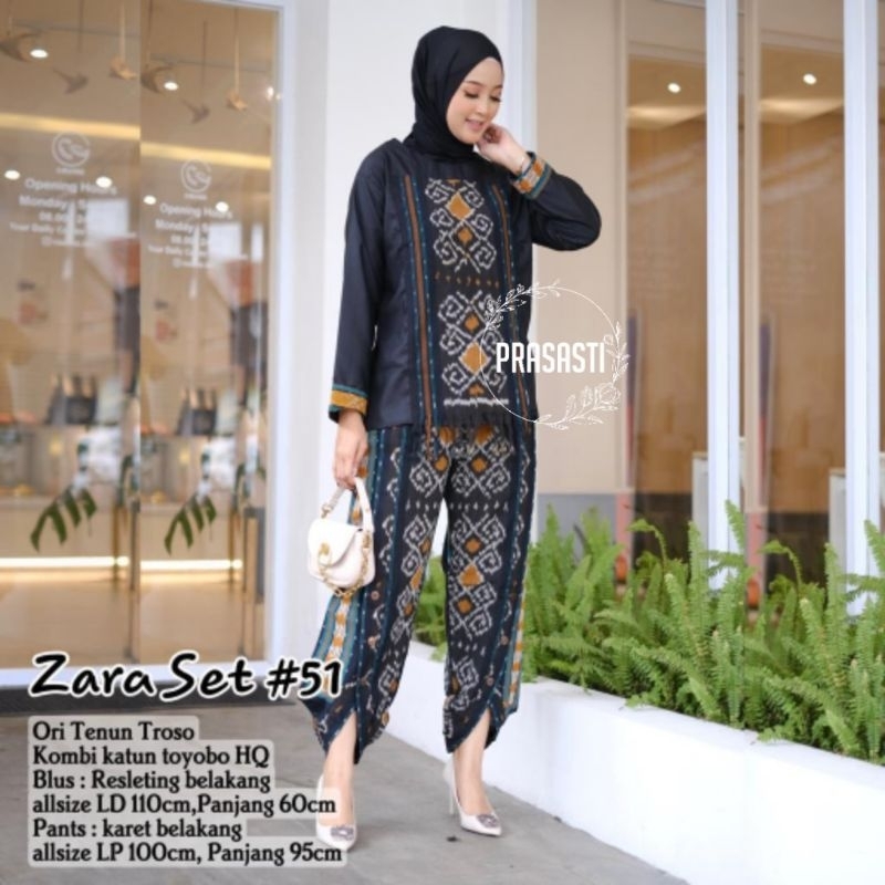setelan celana tenun wanita ZARA SET