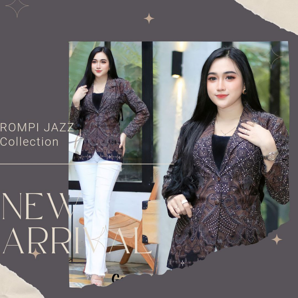 Blazer Batik Wanita Atasan Batik Blouse Jaz Outer Kantor Premium Eksklusif By KE.AN_SHOP
