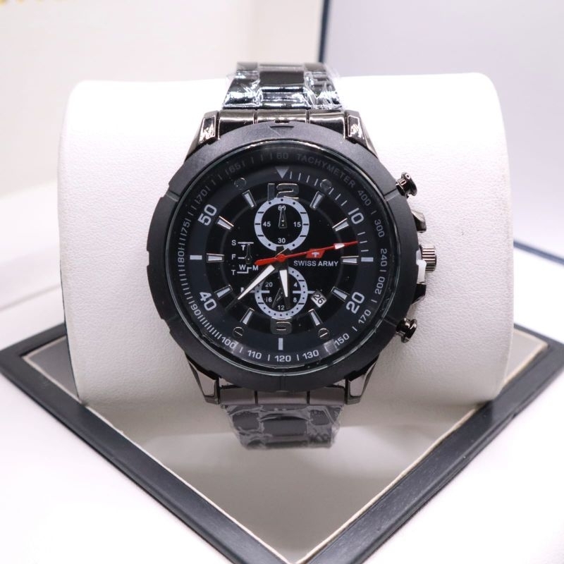 PALING KEREN MURAH/ JAM TANGAN PRIA TERLARIS  RANTAI STAINLES STEEL BLACK TERMURAH