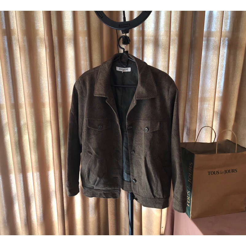 Corduroy Jacket Dark Brown Japianne Trucker Japanese Vintage - Jaket Corduroy Corduray Coklat Tua