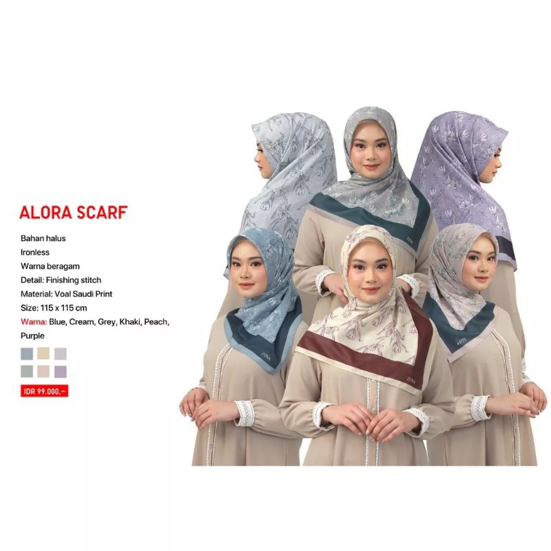 Zoya Kerudung Segi Empat Motif Alora Scarf
