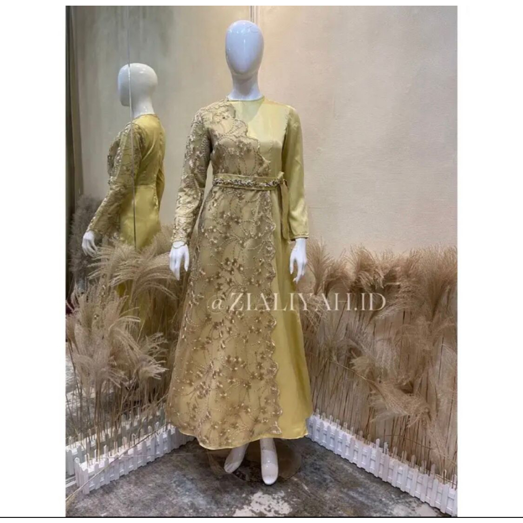 Qintan Dress + BELT Bahan Armani Silk  / Gamis Kondangan BAJU DEWASA MURAH TERBARU 2023 / Gaun pesta muslimah / Gamis pesta / Gaun kondangan wanita muslim